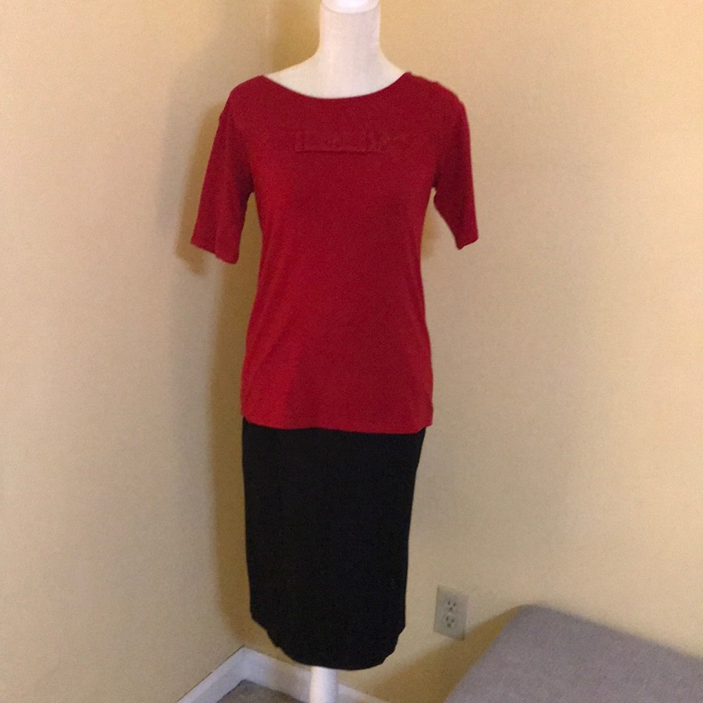 Ann Taylor red bow top